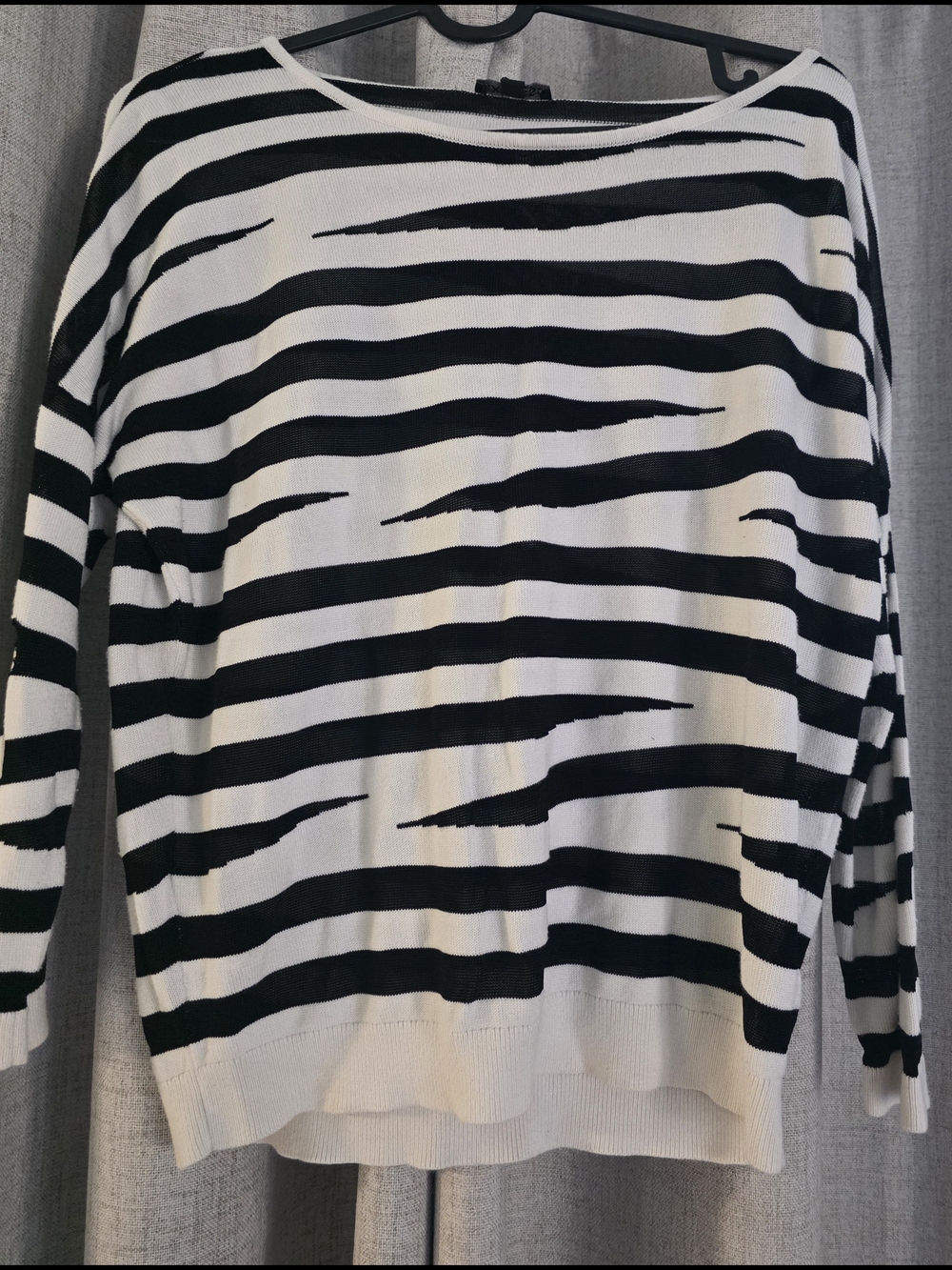 Express Black and White Striped Scoop-Neck Sweater